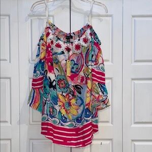 Melissa Paige Vibrant Multicolor Off-Shoulder Blouse